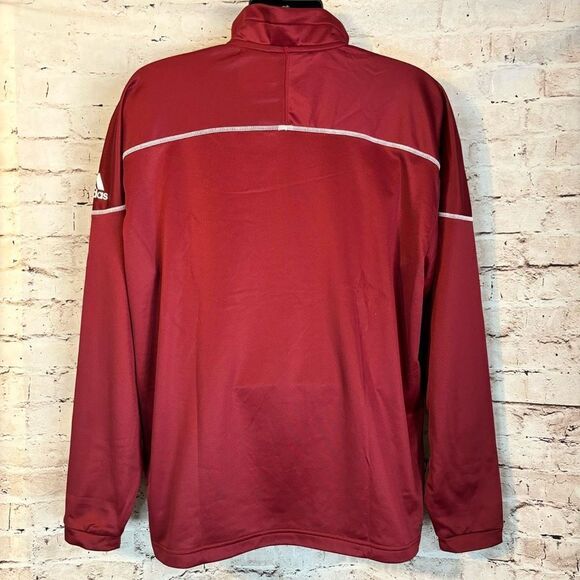 Adidas Stadium 1/4 Snap Sleeve Knit Pullover Midweight Red White Mens Size L - Picture 6 of 9